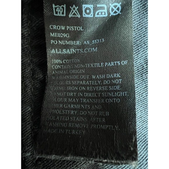 AllSaints Crow Pistol Jeans Mens 32x30 Charcoal Gray Skinny Fit Button Fly Denim - Picture 7 of 12